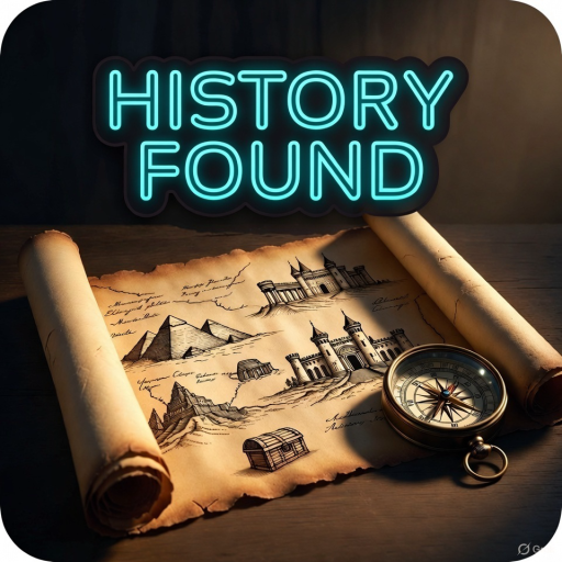 History Found app icon — a parchment treasure map with a compass